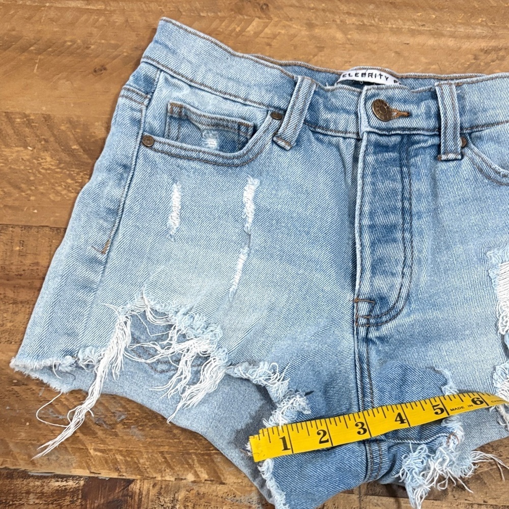 Celebrity Pink Light Wash “The Brat” Ripped Jean Shorts - Picture 7 of 7